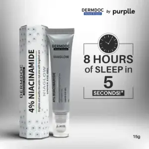 niaglow 4% niacinamide under eye gel | brightens dark circles | reduces puffiness | cools & soothes | lightweight, non sticky, fast absorbing | eye care gel for tired eyes & fine lines – 15 gm
