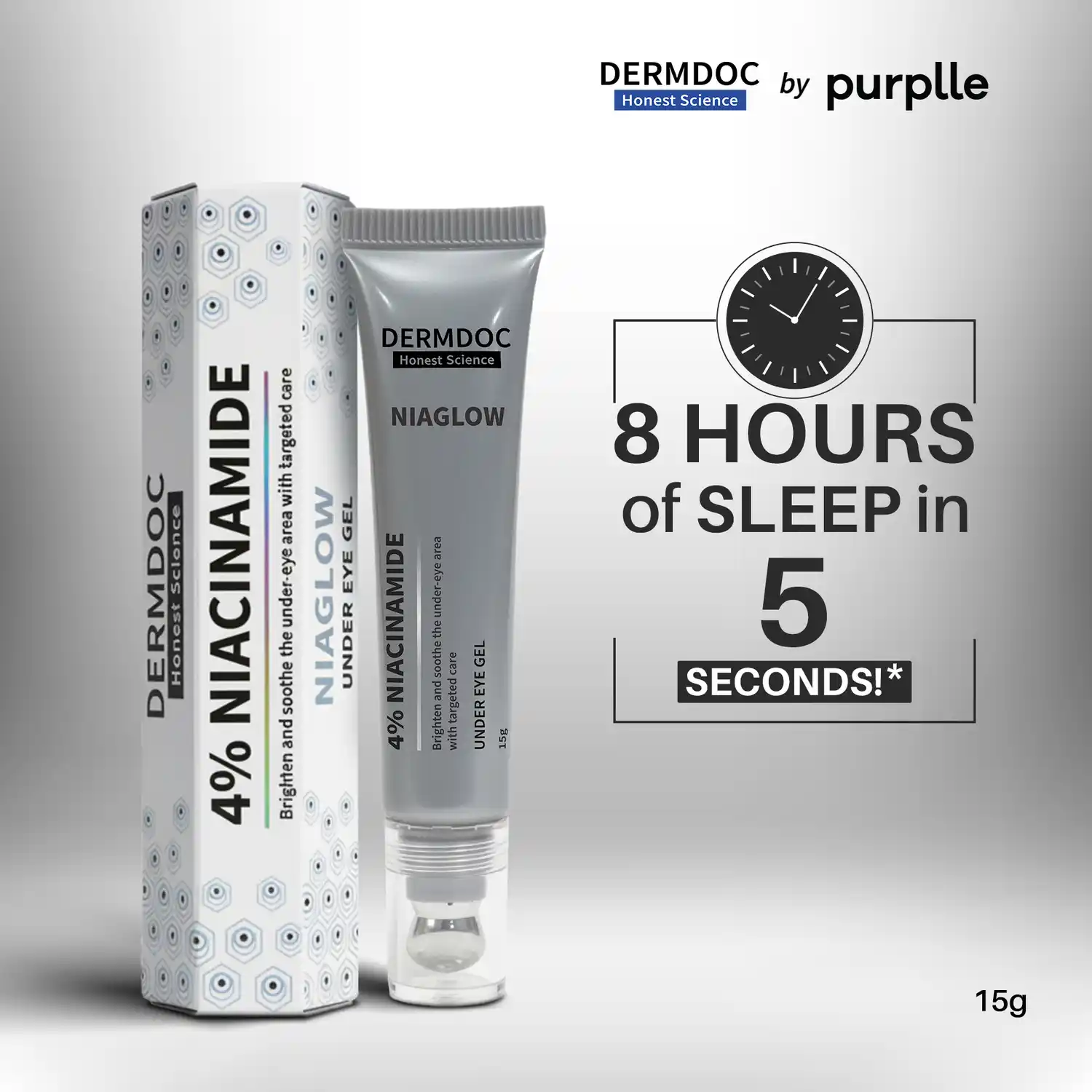 niaglow 4% niacinamide under eye gel | brightens dark circles | reduces puffiness | cools & soothes | lightweight, non sticky, fast absorbing | eye care gel for tired eyes & fine lines – 15 gm